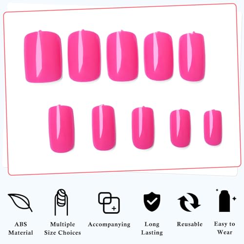 ?Short Pink Square Acrylic Nails? - Image 6