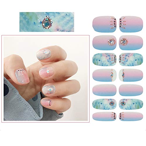 SIUSIO 112pcs 8 Sheets Full Nail Wraps Stick on Gel Nail Polish Strips Stickers Elegant Gradient Glitter Nail Adhesive DIY Nail Art Sticker with 1PCS Crystal Glass Nail Files for Women Girls - Image 8