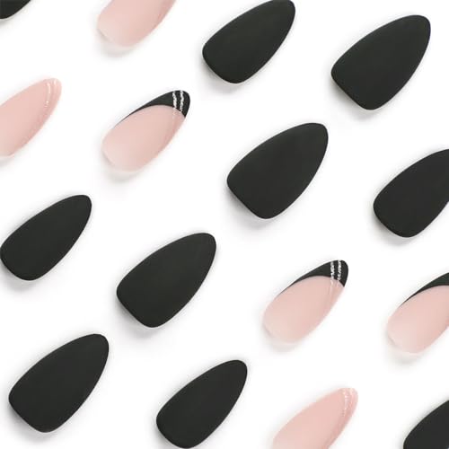 Short Matte Black Acrylic Nails 100 Piece Set Stylish Design - Image 4