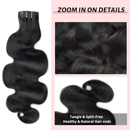 18 Inch Natural Black Body Wave Clip-In Hair Extensions 110g 7 Piece Set - Image 4