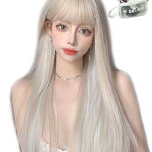 Premium 20-Inch White Human Hair Wig for Women, Soft Texture, Natural Look
