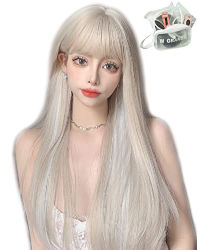 Premium 20-Inch White Human Hair Wig for Women, Soft Texture, Natural Look