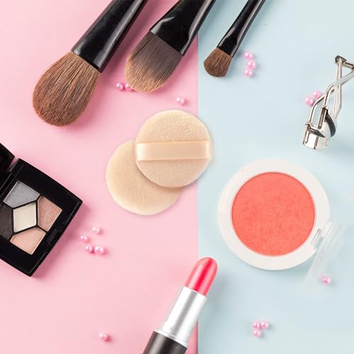 YASUOA Cosmetic Powder Puff Pure Cotton Foundation Puffs Furry Soft Sponge Makeup Tool with Ribbon Hand Strap for Face Body Powder Skin Care Loose 2.36 Inch/2.76inch/3.15inch (Skin color) - Image 7