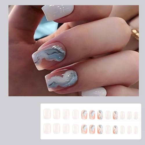 Grey Acrylic Nails Short - Image 2