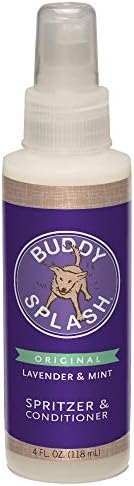 Pet hair spray for coloring fur in vibrant hues.
