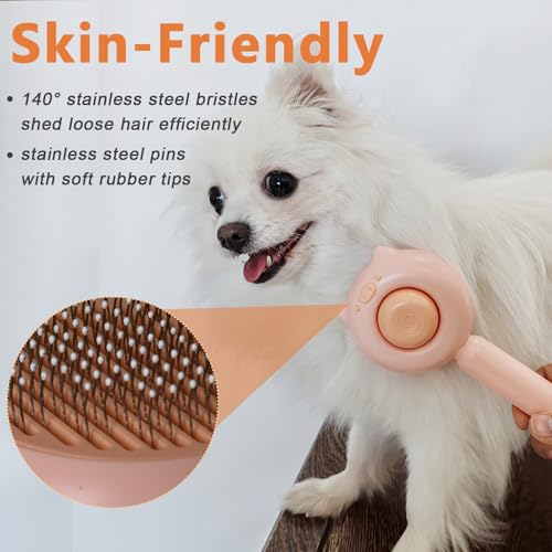 Pet Hair Cleaner Brush for Puppy Kitten Bunny with Release Button For Indoor Pet Hair Collection Self Cleaning Comb For Shedding Dog Grooming Brushes Cat Hair Deshedding Brush Comb(Piggy Shape) - Image 3