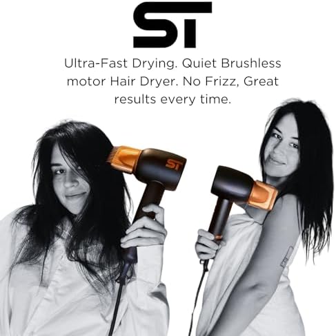 Supreme Trimmer Hair Dryer Negative Ion 110,000 RPM | Fast Drying & Low Noise Blow Dryer 1400W Brushless Motor | Magnetic Attachments, 3 Heat & 3 Speed Settings + Cool Shot | SHD347 Black - Image 3