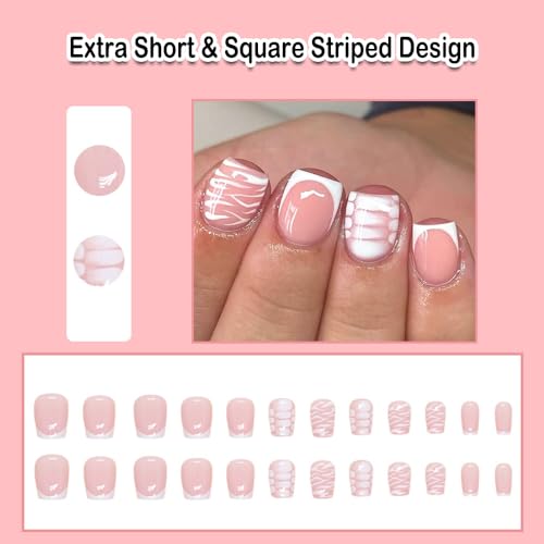White Medium Square Acrylic Nails - Image 2