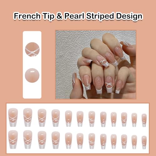 Square White Tip Acrylic Nails - Image 2