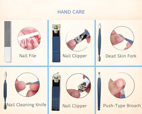 Professional 16 pcs Manicure Set Tools, Nail Clipper Set,Manicure Kit with Case, Nail Care Kit Grooming Set (Dark Blue) - Image 3