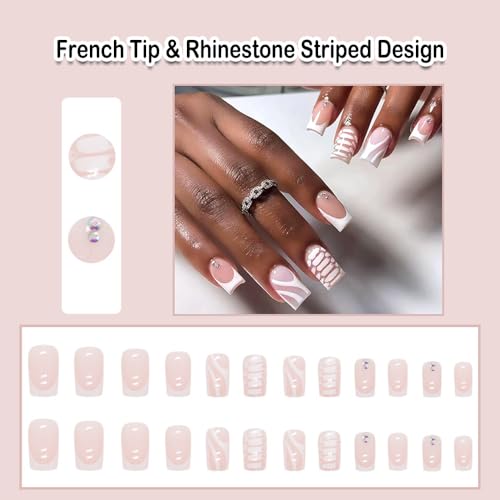 White flame design on acrylic nails. - Image 2