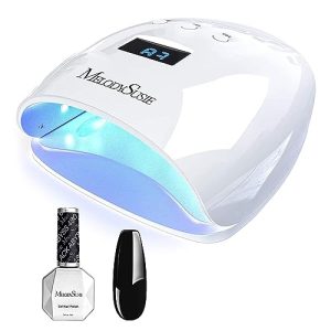 Melodysusie UV LED Nail Lamp True 54W Professional Dryer for Gel Polish Curing with 3 Timer Setting with 15ML Black Abyss Gel Nail Polish