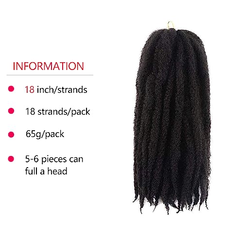 Spring Twist Hair Marley Twist Braiding Hair 18inch Crochet Hair 6packs Afro Twist Hair Cuban Twist Hair Marley Twist Hair Kinky Braiding Hair Synthetic Hair Extension For Women (18inch,6pcs, 1B) - Image 5
