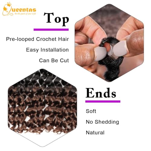 QUEENTAS 6Packs Jamaican Bounce Crochet Hair for Women Bounce Curl Wand Curl Crochet Braiding Braids Hair Curly Crochet Hair 72 Roots (8inch,#1B/30) - Image 5