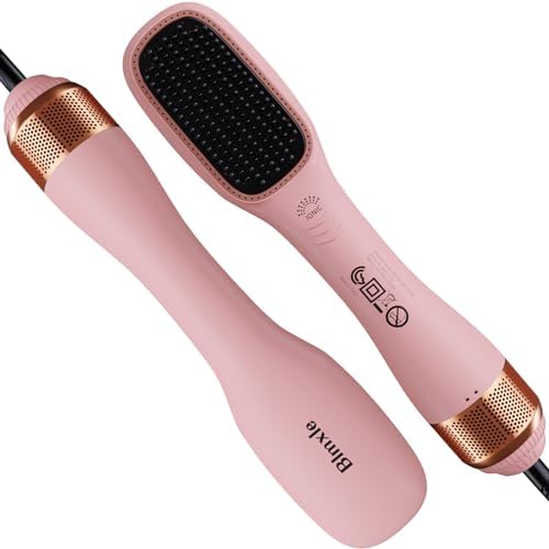 Pink Large 2-in-1 Blow Dryer Brush with Negative Ion Technology for Fast, Anti-Scald Styling