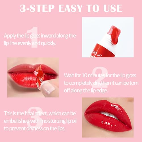 3 Colors Peel Off Lip Stain Lip Tint Set, Peel Reveal Lip Stain, Waterproof Tear-off Lip Gloss, Peel Off Tattoo Lipsticks, Nonstick Cup, Matte Nude, Tattoo Magic Color Lip for Women Girl - Image 2