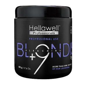 Hellawell BLONDISH PLEX + 9 Hair Bleach Powder, Hair Bleach with Moroccan Argan Oil, Lifting up to 9 Tones, Purple Formula, 500gr, 17.6 oz