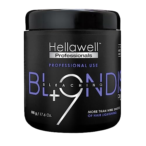Hellawell BLONDISH PLEX + 9 Hair Bleach Powder, Hair Bleach with Moroccan Argan Oil, Lifting up to 9 Tones, Purple Formula, 500gr, 17.6 oz