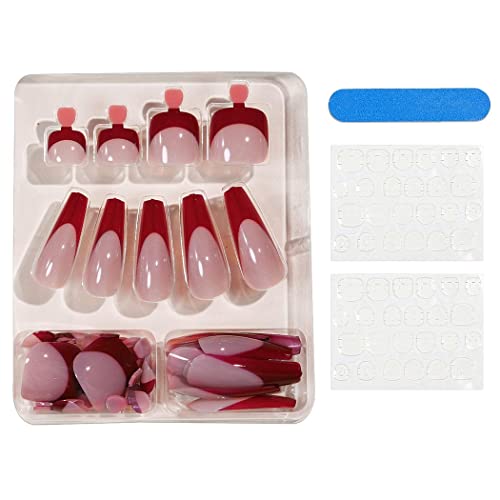 French Tip Acrylic Nails Different Colors - Image 2