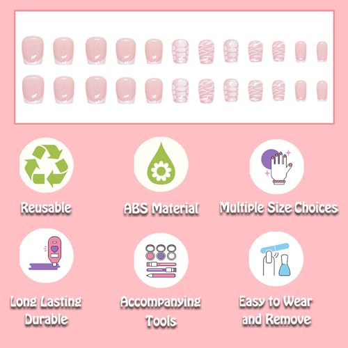 White Medium Square Acrylic Nails - Image 3