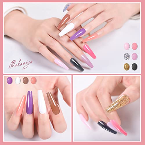 Poly Gel Nail Kit 10 Colors Quick Nail Extension Gel Builder Slip Solution Nail Strengthener Rhinestone French Complete Poly Gel Beginner Starter Kit for DIY Manicure Home Women Gift - Image 3