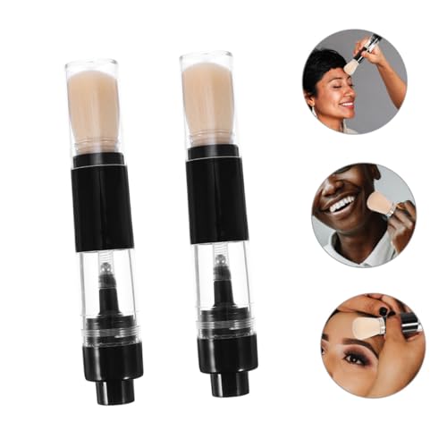 2 Pcs Portable Press-Type Makeup Brush Set for Women - Loose Powder and Foundation Application - Image 3