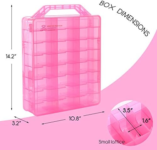 Makartt Nail Polish Organizer, Pink Universal Nail Polish Holder for 48 Bottles, Portable Acrylic Organizer Case with 8 Adjustable Dividers, Space Saver for Nail Bottles Display - Image 2