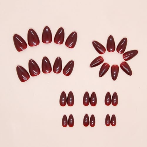 24 Piece Deep Red Acrylic Nails Set - Full Coverage Manicure Kit - Image 3
