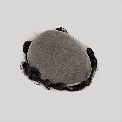Toupee for Men Human Hair Full Soft French Lace Hair Pieces for Men, 100% European Human Hair Mens Replacement hair System 8X10 inch Lace Base (color #1 Jet Black) - Image 6