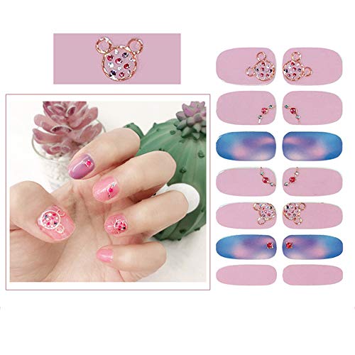 SIUSIO 112pcs 8 Sheets Full Nail Wraps Stick on Gel Nail Polish Strips Stickers Elegant Gradient Glitter Nail Adhesive DIY Nail Art Sticker with 1PCS Crystal Glass Nail Files for Women Girls - Image 5