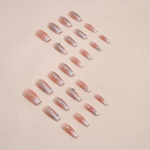 White coffin-shaped acrylic nails. - Image 4