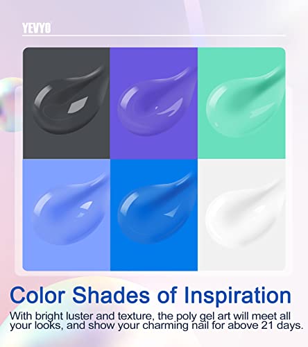 Poly Gel Nail Kit, 6 Poly Nail gel Colors With Nail Lamp, Nail Extension Kit With Slip Solution Top Base Coat Builder Nails Art Tools For Beginners Gift for Christmas - Image 2
