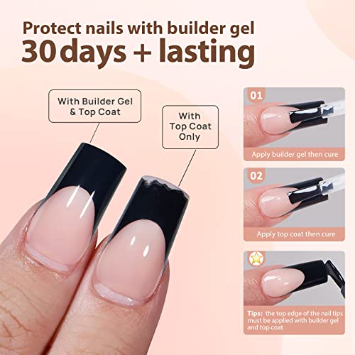 btartboxnails XCOATTIPS French Gel Nails - Black French Tip Press on Nails, Soft Gel Extra Short Almond Nail Tips, Press on Nails Acrylic Nail, Soak Off Fake Nails Extension - Image 5