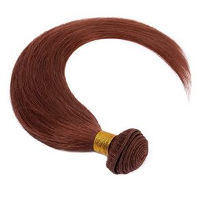 Hairro Peruvian Virgin Hair One Bundle #33 Dark Auburn Straight Human Hair Weave 18 Inch Silky Sew in Hair Single Weft Extensions 100g/bundle for Black Women