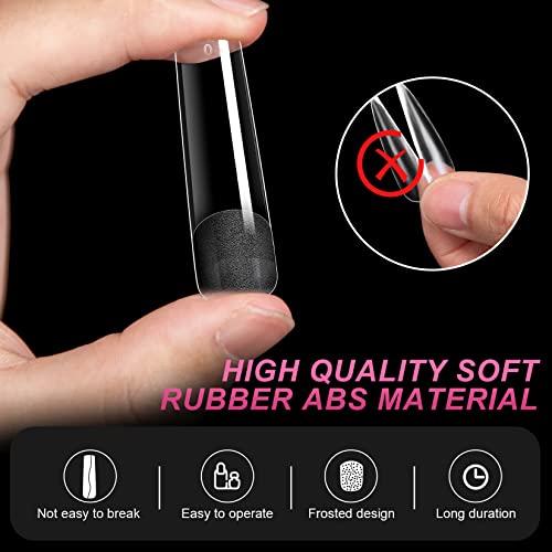 AOREAM Long Square Nail Tips 240PCS Clear Soft Gel False Nails Half Matte Full Cover Press on Nails 12 Sizes Coffin Nail Tips for Acrylic Nails Professional Salon for Home DIY - Image 5