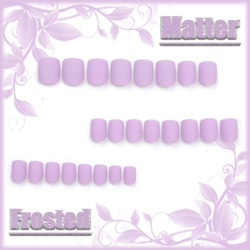 Lilac Acrylic Nail Design Set, 24 Count, Short & Elegant Style - Image 3