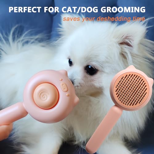 Pet Hair Cleaner Brush for Puppy Kitten Bunny with Release Button For Indoor Pet Hair Collection Self Cleaning Comb For Shedding Dog Grooming Brushes Cat Hair Deshedding Brush Comb(Piggy Shape) - Image 2