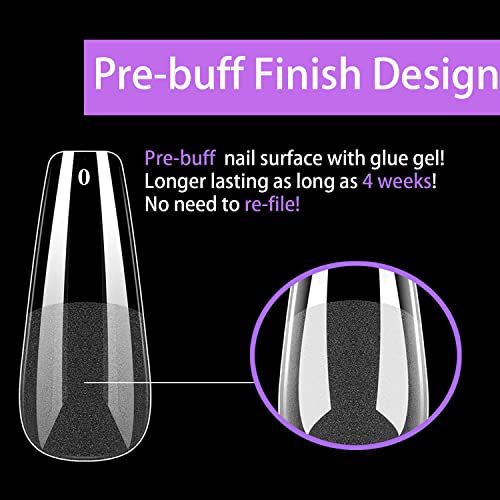 Coffin Soft Gel Nail Tips - EJIUJIUO 550 Pcs Full Cover Fake Nail Tips for Acrylic Nails Soak Off Pre-buff Nail Tips PMMA Clear Ballerina Artificial Nail Tips with Case for Nail Salon and DIY Nail Art - Image 3