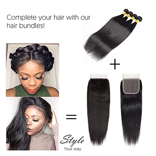 15A Brazilian Virgin Remy Straight Human Hair Lace Closure 10 Inch Natural Color Free Part - Image 5