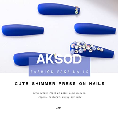 Light Blue Coffin Acrylic Nails - Image 3