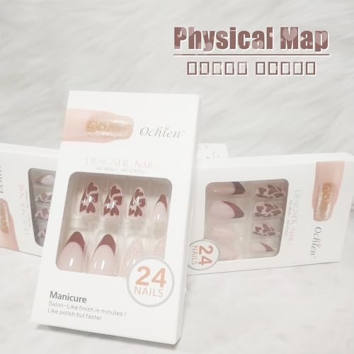 Chic Brown French Tip Acrylic Nail Set - Medium Size Press-Ons for Effortless Style - Image 3