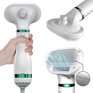 Pet Hair Dryer for Small and Medium-Sized Dogs and Cats | 2-in-1 Dog Hair Dryer with Self Cleaning Slicker Brush | Dog Blow Dryer | 300 Watts, Portable, Adjustable Temperature