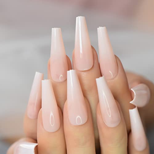 Medium Ombre Press On Nail Tips Coffin Classy Nails Fake Nails Art Classy Reusable Fingernails Uv Gel Detachable Manicure Full Cover Acrylic Nails False Nails With 24 Pcs Adhesive Sticker