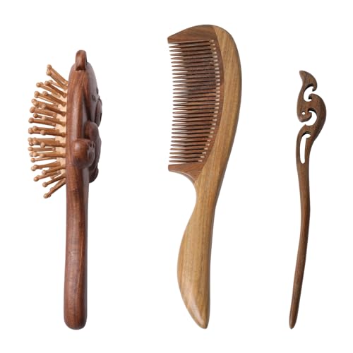 Rubber handle hair brush for easy styling and detangling.