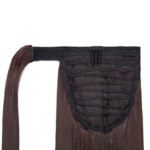 Benehair Wrap Around Ponytail Natural Black Mix Dark Auburn Hair Extensions Clip in Ponytail Hairpiece One Piece Hair Extension for Women 14 inch Straight Synthetic Valentines Day Gift Party - Image 6