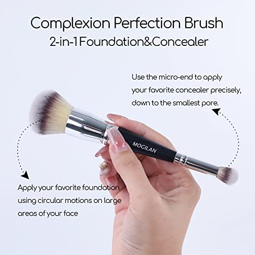 Dual Ended Professional Makeup Brush for Liquid Foundation and Concealer, Large Fluffy Brush - Image 3