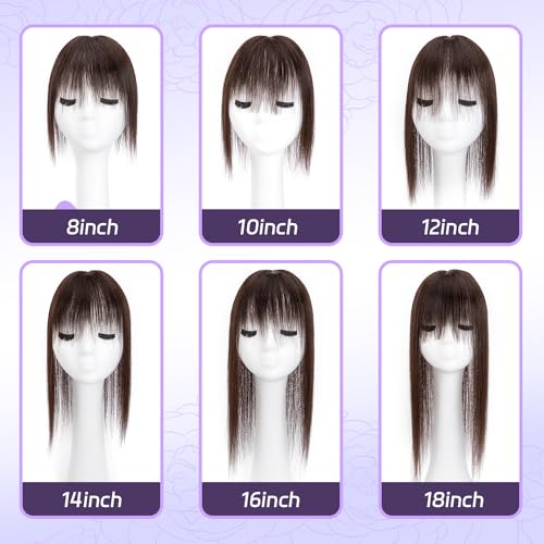 JIAJIA Teresa 8 Inch Human Hair Topper with Bangs for Women,7 * 12CM Mono Base with Bangs Clip in Hair Pieces for Women with Thinning Hair/Hair Loss/Short Hair Add Hair Volume - Image 7