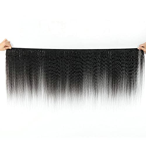 Yaki Straight Human Hair Bundles Brazilian Kinky Straight Bundles Virgin Remy Hair 1 Bundle 10 Inch Yaki Bundles Human Hair Double Weft Hair Extensions Natural Color - Image 6