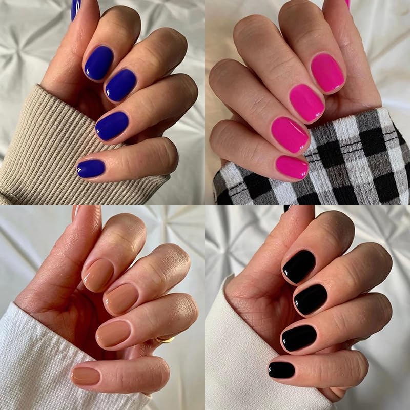480pc Glossy Round Full Cover Press on Nails 20 Solid Colors for Women - Image 3