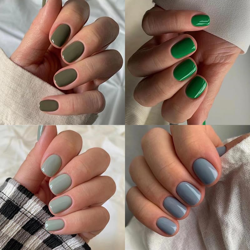 480pc Glossy Round Full Cover Press on Nails 20 Solid Colors for Women - Image 4